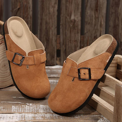 Suede Cork Clogs - Brown