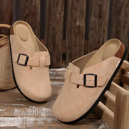 Suede Cork Clogs - Apricot