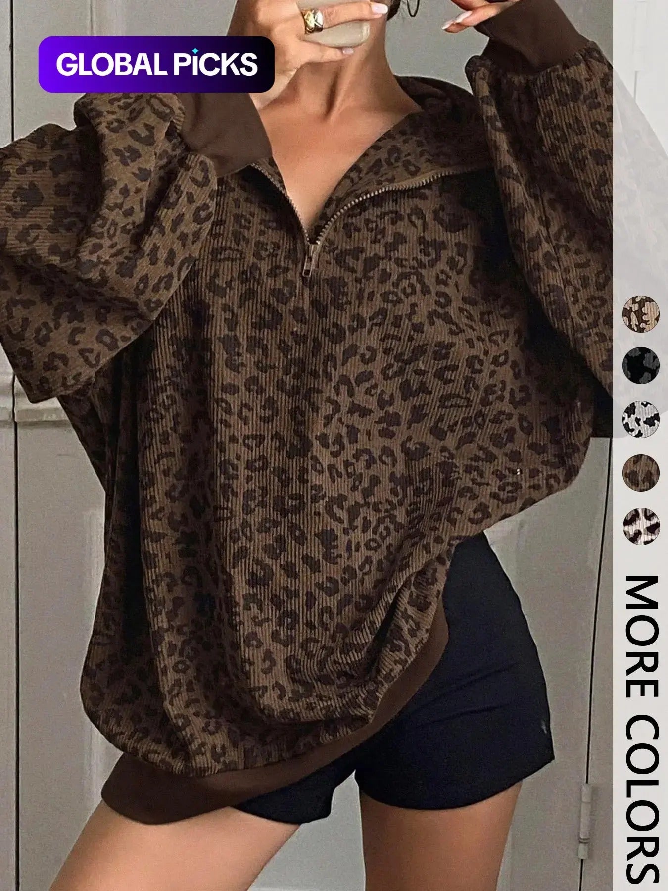 Londolina Leopard Half-Zip Pullover