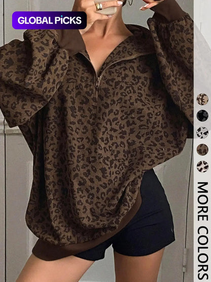 Londolina Leopard Half-Zip Pullover