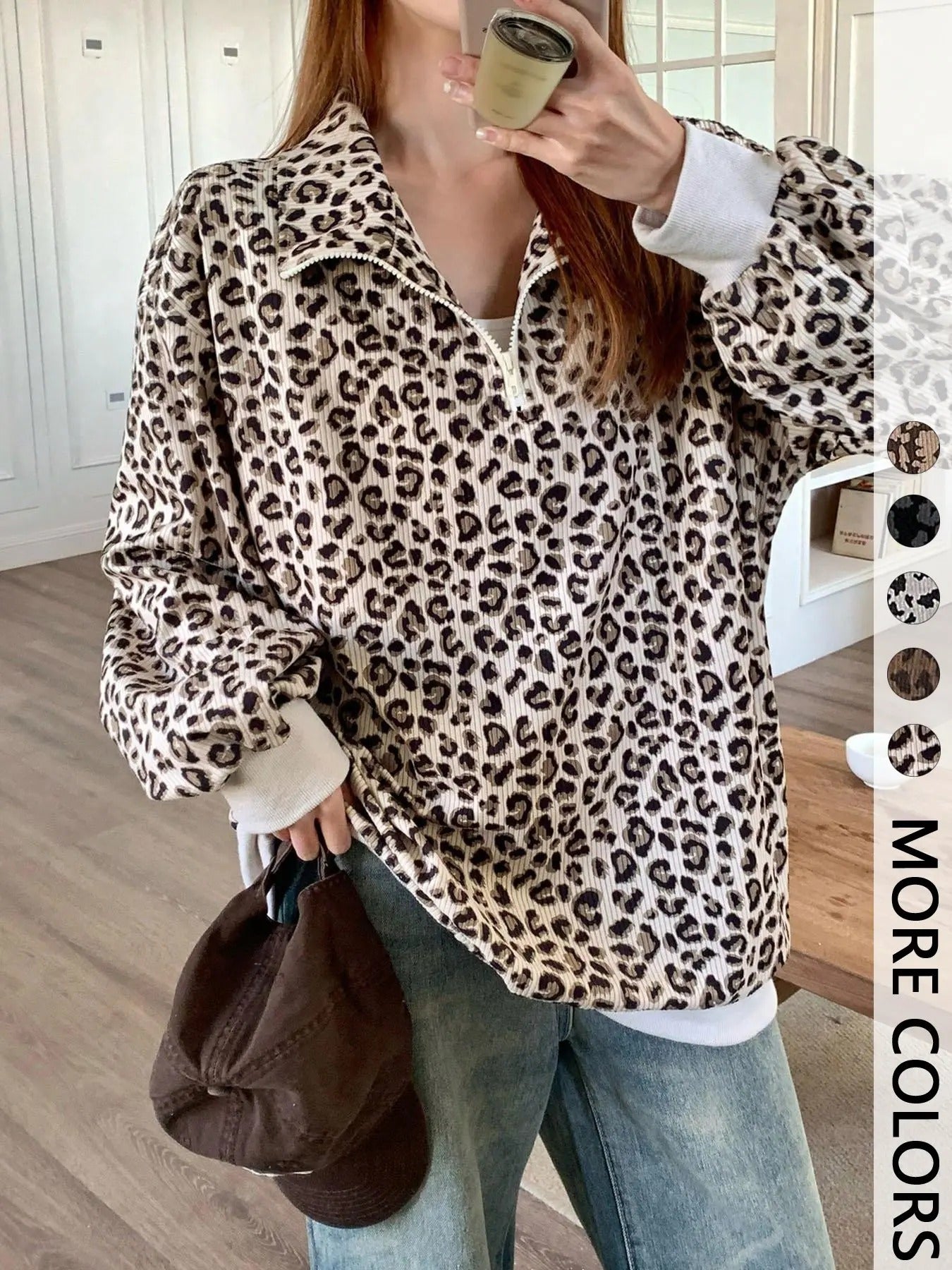 Londolina Leopard Half-Zip Pullover