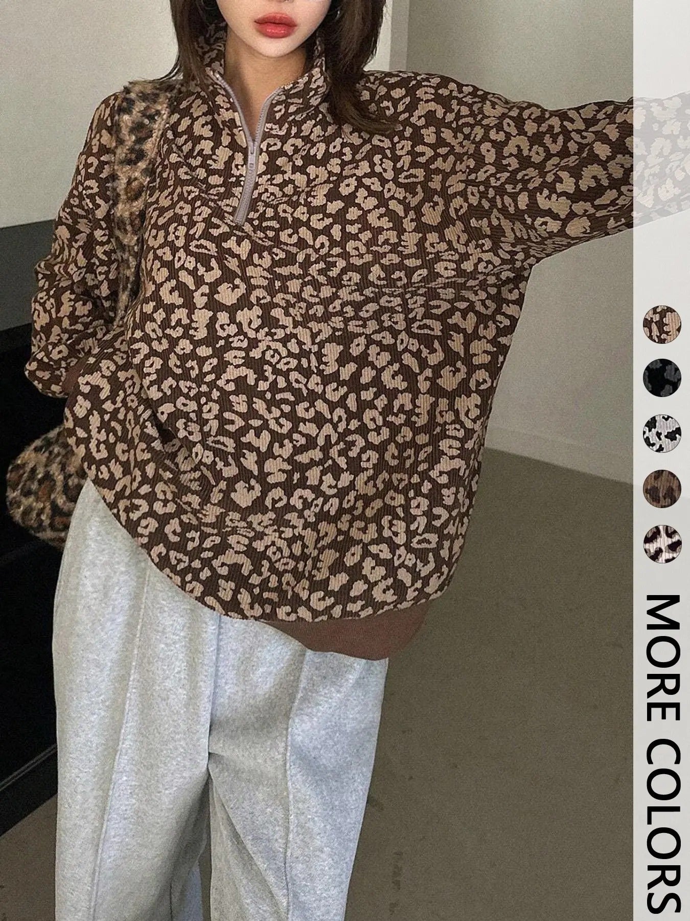 Londolina Leopard Half-Zip Pullover