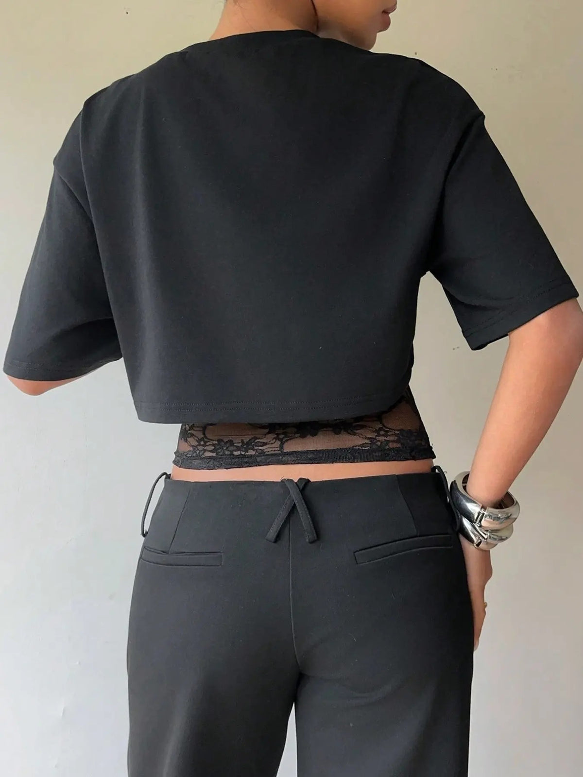 Lace-spliced cropped layered tee — lace-tee-09